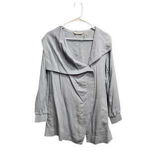 Soft Surroundings Tunic Jacket Size PM Light Blue Rayon Full Zip Flowy Womens